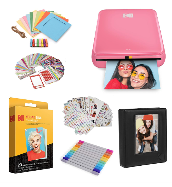 Kodak Step Instant Color Photo Printer with Bluetooth/NFC, ZINK Technology & Kodak App for iOS & Android (Pink) Starter Bundle, 2x3
