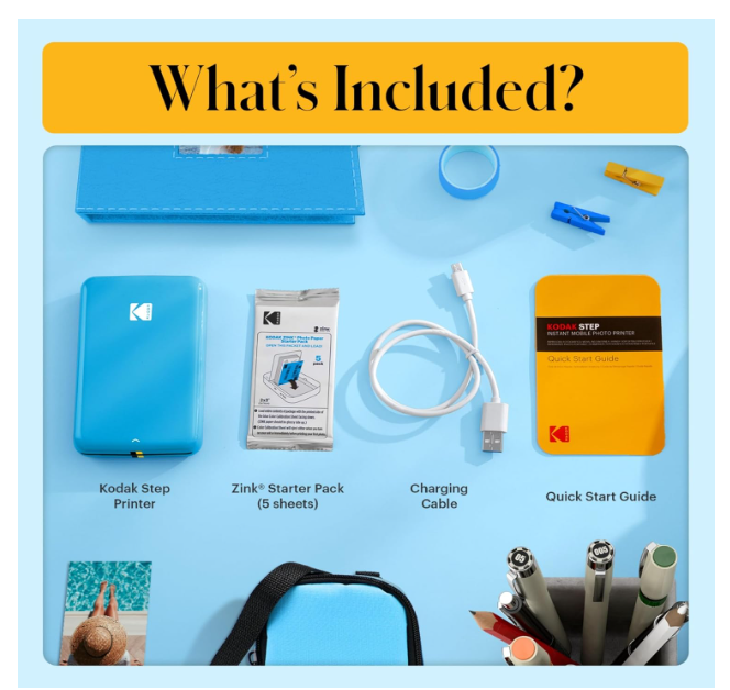 Kodak Step Instant Smartphone Photo Printer - 75 Sheets Bundle - Portable Mini Color Wireless Mobile Printer - Zink 2x3” Sticky-Back Photos - Bluetooth Compatible with Smart Devices - Fun App -Blue - Image 2
