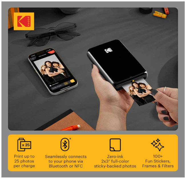 Kodak Step Instant Smartphone Photo Printer - 75 Sheets Bundle - Portable Mini Color Wireless Mobile Printer - Zink 2x3” Sticky-Back Photos - Bluetooth Compatible with Smart Devices - Fun App -Black - Image 2