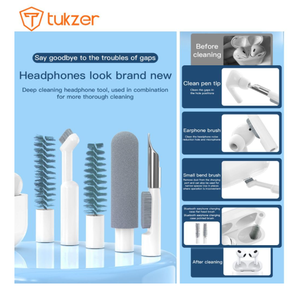 Tukzer Laptop Screen Keyboard Cleaner Kit, 32-in-1 Electronic Gadget Cleaning Tool with SD Card Storage Slot for MacBook, iPad iPhone Smartphone Tablet, PC Computer, DSLR Camera Lens, Airpods (White) - Image 2