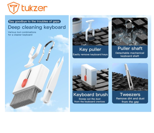 Tukzer Laptop Screen Keyboard Cleaner Kit, 32-in-1 Electronic Gadget Cleaning Tool with SD Card Storage Slot for MacBook, iPad iPhone Smartphone Tablet, PC Computer, DSLR Camera Lens, Airpods (White) - Image 4