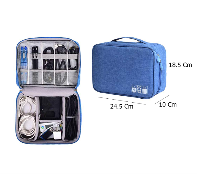 Styleys Electronics Organizer Travel Case, Water Resistant Cable Organizer Bag for Travel Essentials Gadget Organizer Pouch for All Small Gadgets, Power Bank, USB Cables, Adapters (Navy Blue S11005) - Image 2