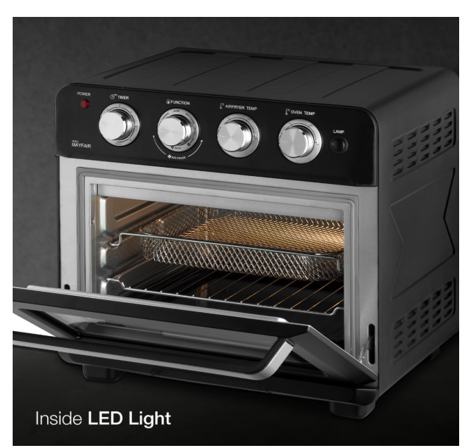 Kaff MFAFOT25 Electric Oven Toaster Grill (OTG) for Kitchen 25 Litre, 1700W | Rotisserie, Air Fryer, Convection, Defrost | Stainless Steel Finish Designer Knobs & Stylish Handle (Black) - Image 3