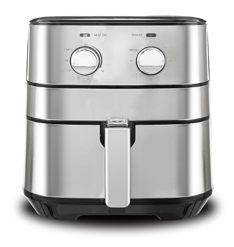 AMERICAN MICRONIC® 6.5 L Air Fryer for Home | 1700W Rapid Air Technology | Removable Basket | 60-Min Timer | Fry, Grill, Roast & Bake | Free Recipe Book | AMI-AFM-65LDx (Black & Steel)