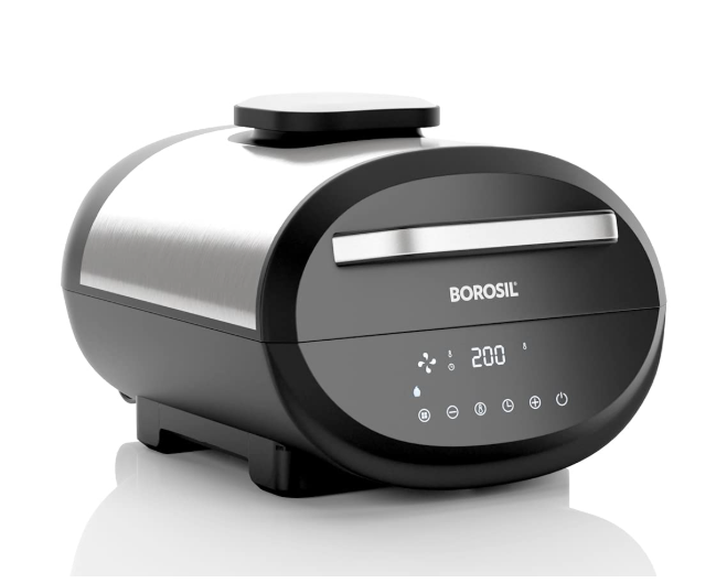 Borosil Best 6.1 L Air Fryer | 4 in 1 Function with QuickFry Technology, Auto Off Function | Air Fryer for Bake, Grill, Roast, Reheat etc. | 90% Less Oil | 2 Year Warranty | Black