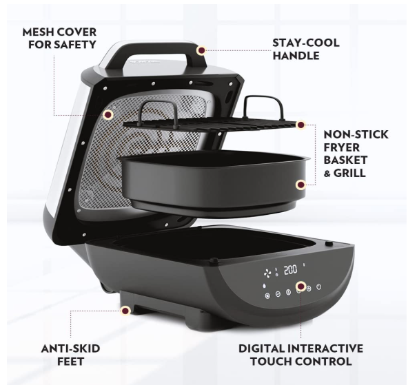 Borosil Best 6.1 L Air Fryer | 4 in 1 Function with QuickFry Technology, Auto Off Function | Air Fryer for Bake, Grill, Roast, Reheat etc. | 90% Less Oil | 2 Year Warranty | Black - Image 2