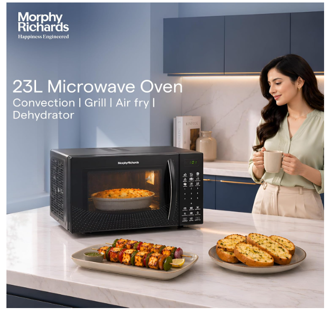 Morphy Richards 23CGAD Convection Microwave Oven| Capacity - 23L |In-Built Air Fryer & Dehydrator Function|220 Autocook Menu| 2 Year Product Warranty| Black - Image 2