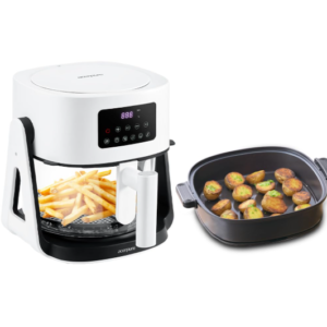 Acerpure Air Fryer | 100% Glass Bowl | 90% Less Oil | 5.5L Air Fryer + 2.5L Cooking Pot | Air Fry, Toast, Reheat, Grill, Cook | 360° TurboHeat Technology | Preset Modes | 1500 Watts | White