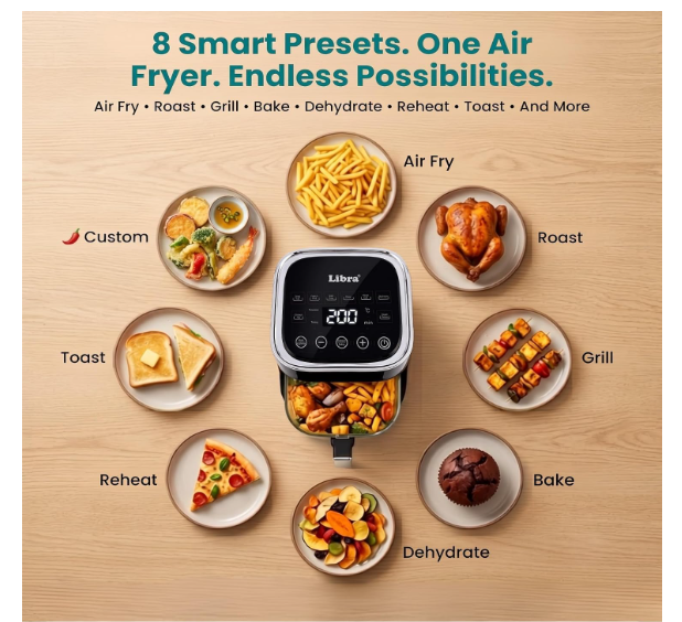 Libra 4.5L Glass Air Fryer Oven - Multifunction Digital Air Fryer for Home - Image 2