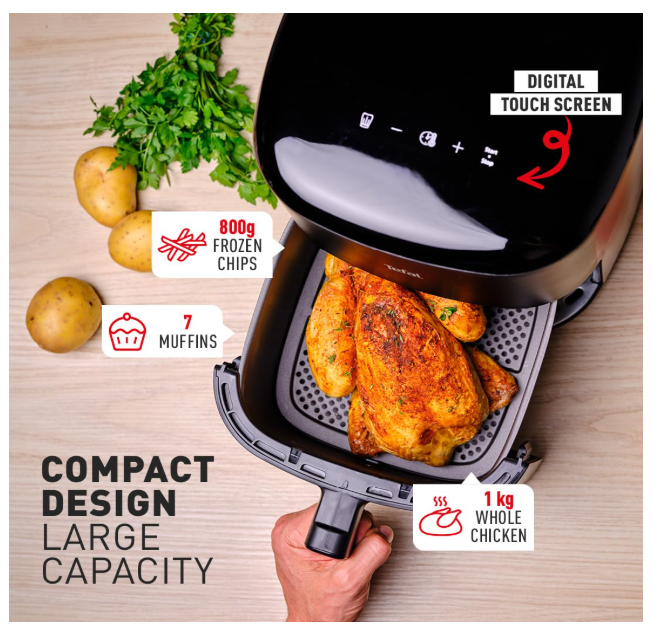 Tefal Easy Fry Max Digital Air Fryer, 5L 10 in 1, No Oil, Air Frying, Extra Crisp, Grill, Bake, Heat, Dehydrate, 6 Servings, Non-Stick, Baskets - Image 2