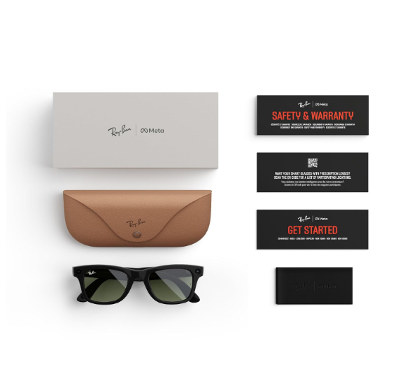 Ray-Ban Meta (Gen 1), Wayfarer, Shiny Black | Smart AI Glasses for Men, Women. 12 MP Ultra-Wide Camera, Open-Ear Speakers for Audio, Video Recording and Bluetooth. Green Lenses. Wearable Tech. - Image 2