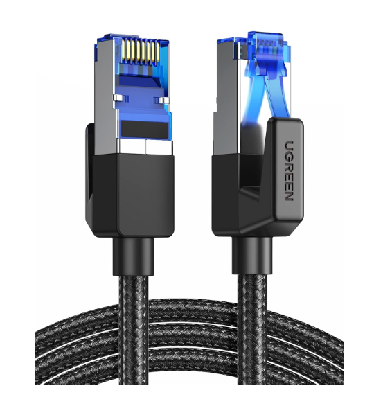 UGREEN CAT 8 Ethernet Cable 1M, High Speed Braided 40Gbps 2000MHz LAN Wire F/FTP POE RJ45 LAN Network Patch Cords Compatible with Xbox One Switch PS5 PS4 WiFi Extender Router Modem