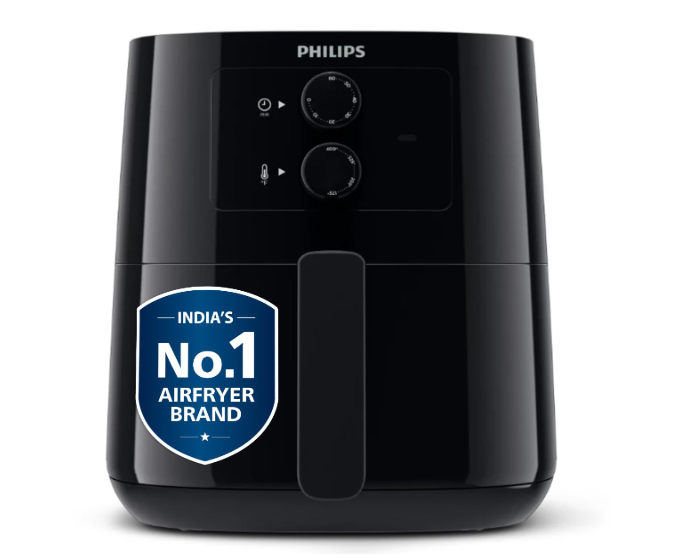 PHILIPS Air fryer for Home HD9200/90, 4.1L, 100% Food Safe with RapidAir Technology (Black), with additional 1 Yr Warranty by Philips, uses up to 90% less fat