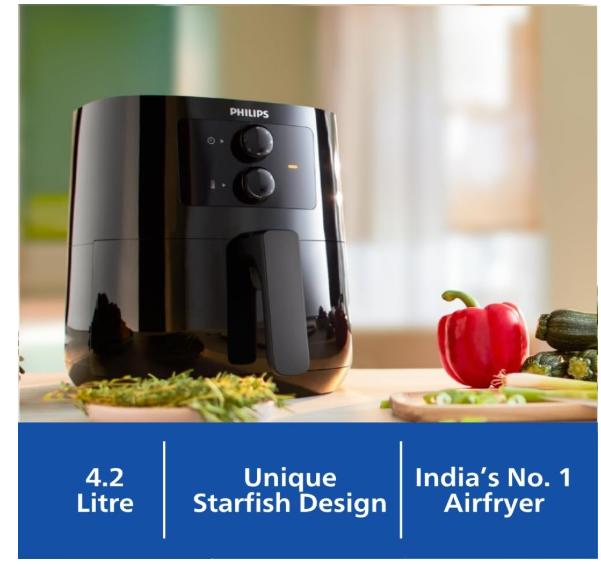PHILIPS Air fryer for Home HD9200/90, 4.1L, 100% Food Safe with RapidAir Technology (Black), with additional 1 Yr Warranty by Philips, uses up to 90% less fat - Image 2