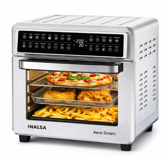 INALSA Air Fryer Oven With 23L Capacity|1700 W-16 Preset Programs |Digital Display and Touch Control| Rotisserie & Convection| 9 Accessories| Recipe Book|2 Year Warranty-Aero Smart23