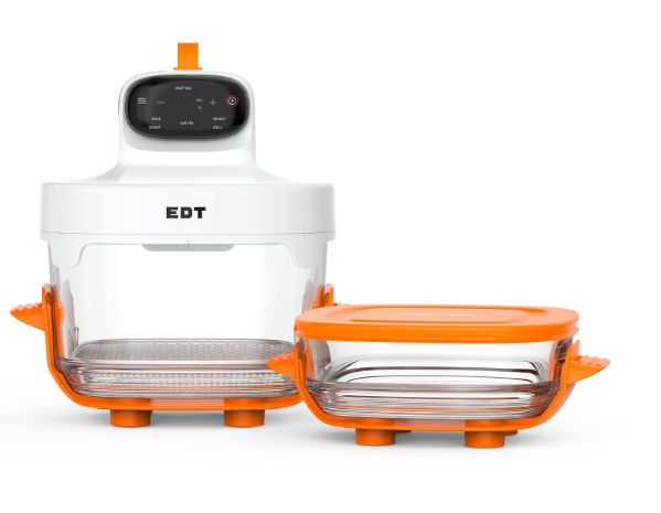 EDT Luma ZERO COATING PureGlass™ Air Fryer Oven | 4.5L + 2.5L Dual Bowl | NutriRetain™ | 6-in-1 Multi Function | 100% Toxin Free No Ceramic, PFAS, PTFE, PFOA | 1500W (Orange 4.5L + 2.5L)