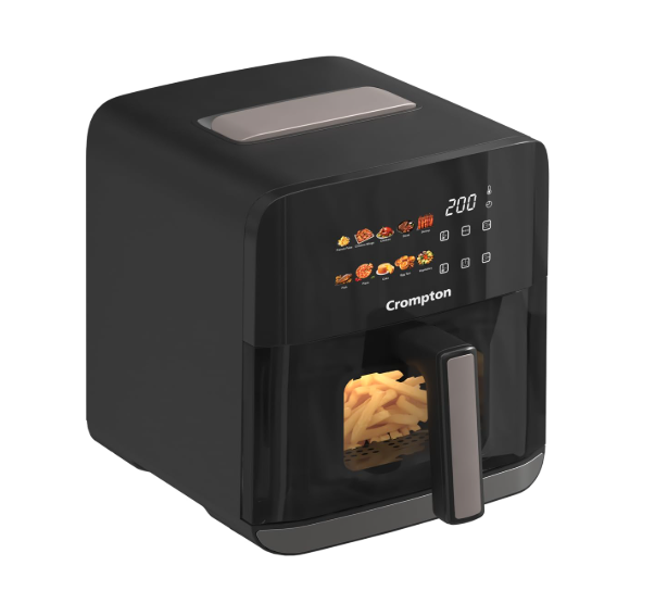 Crompton Ameo Edge 5L Digital Air Fryer, NutriGuard Technology, 10 Preset Menus, Interactive Digital Display, SilentPro Technology, Edge-to-Edge Design,1 Year Warranty (ACGAF-AMEO EDGE 5L)