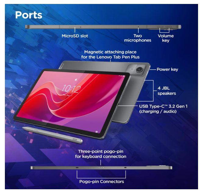 Lenovo Idea Tab (Smartchoice) with Folio Keyboard + Tab Pen | Wi-Fi + 5G |11" Display, 2.5K Resolution, 90Hz Refresh|8GB RAM, 256GB ROM| MediaTek Dimensity 6300| 7040mAh|4 Speakers| USB-C| Luna Grey - Image 2