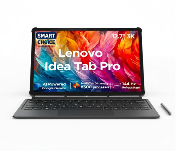 Lenovo {Smartchoice} Idea Tab Pro with Pen Plus & Keyboard|12.7" 3K Display|144 Hz Refresh|12 GB RAM, 256 GB ROM| AI-Enabled| MediaTek Dimensity 8300|4 JBL Speakers|10200 mAh Battery with 45 W Charger