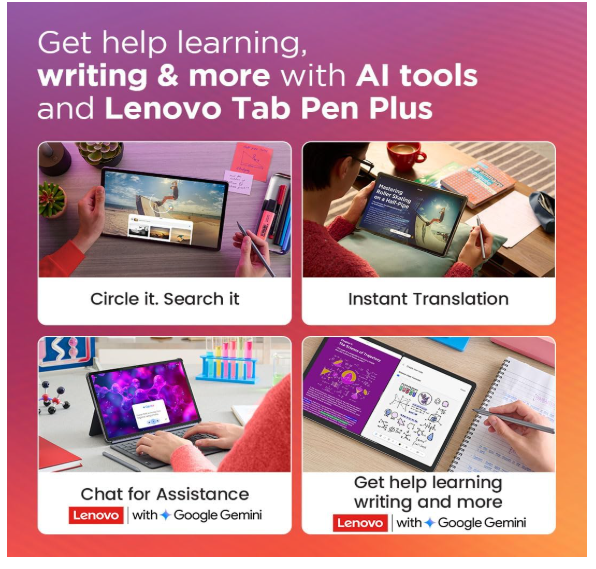 Lenovo {Smartchoice} Idea Tab Pro with Pen Plus & Keyboard|12.7" 3K Display|144 Hz Refresh|12 GB RAM, 256 GB ROM| AI-Enabled| MediaTek Dimensity 8300|4 JBL Speakers|10200 mAh Battery with 45 W Charger - Image 2