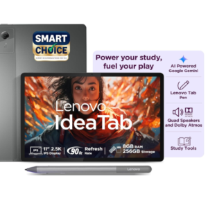 Lenovo Idea Tab Smartchoice with Pen|5G + Wi-Fi|11 Inch,2.5K Display, 500 Nits Brightness|8GB RAM + 256GB ROM(Expandable Up to 2 TB)|Mediatek Dimensity 6300|Android 15|4-Speakers with Dolby Atmos,Grey