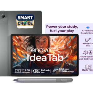 Lenovo Idea Tab ( Smartchoice) with Tab Pen | WiFi+5G |11" 2.5K IPS Display |6GB RAM + 128GB ROM (Expandable Upto 2TB)| MediaTek Dimensity 6300|7040mAh|4 Speakers| Grey