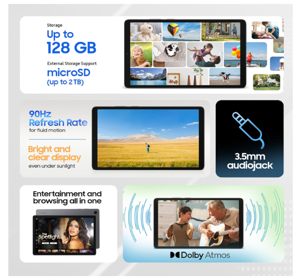 Samsung Galaxy Tab A11, 22.05 cm (8.7 inch) TFT LCD Display, 4 GB RAM, 64 GB Storage, Wi-Fi + LTE Tablet, Gray - Image 2