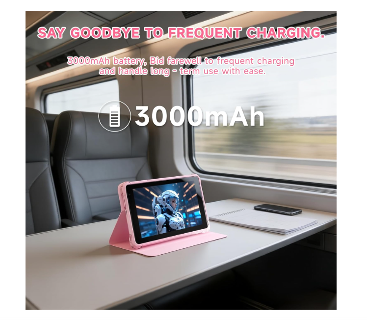 NOVOJOY 7 Inch Tablet with Case, Android 15 Tablet PC, 32GB Storage 8GB RAM, Tablet PC with Quad-Core Processor, Dual Camera, WiFi, BT, Computer Tablet (with Case for - Image 2