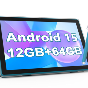 10 Inch Android Tablet with Case and Stylus Tablet with USB Port Android Tablet 15 2.0GHZ 2MP + 8MP Dual Camera 6000mAh 12GB RAM (4GB + 8GB Expansion) + 64GB ROM 5Gwifi6 Tablets (Blue