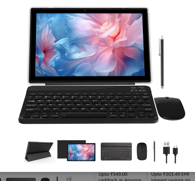 tablet with keyboard 2 in 1 10 inch android tablet includes bluetooth keyboard/mouse/case/stylus/tempered film, 64GB+2GB WIFI 8MP dual camera android 11 tablet 6000mAh battery 10.1