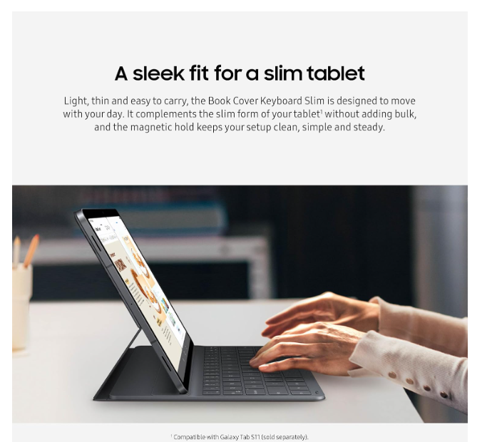 Samsung Galaxy Tab S11 Book Cover Keyboard Slim, AI Key Ready, PC-Like Experience, Sleek, US Version, Black - Image 2