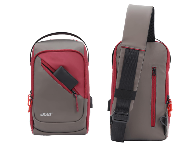 acer Sleek Cross Body Bag | Soft Vegan Leather Sling with USB Port | Dual Compartments, Secret Pocket & Adjustable Strap | Ideal for Travel, Tablet, Passport, Wallet & Everyday Essentials