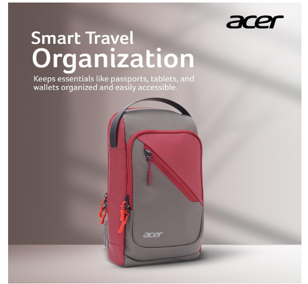 acer Sleek Cross Body Bag | Soft Vegan Leather Sling with USB Port | Dual Compartments, Secret Pocket & Adjustable Strap | Ideal for Travel, Tablet, Passport, Wallet & Everyday Essentials - Image 2