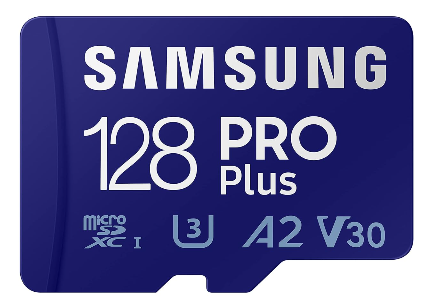 SAMSUNG Pro Plus Micro SD Memory Card + Adapter, 128GB microSDXC, Up to 160MB/s UHS-I, U3, A2, V30Full HD & 4K UHD, Expanded Storage for Phone, Gaming, Tablet, MB-MD128KA/AM