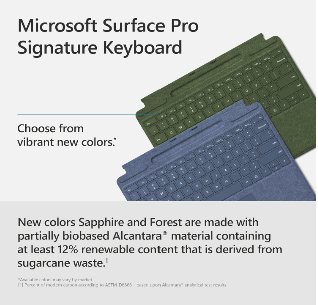 Microsoft Surface Pro Signature Keyboard, Backlit Keys and Large Trackpad, Durable and Smooth Alcantara Material, Forest Colour - Image 2