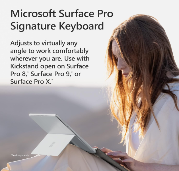 Microsoft Surface Pro Signature Keyboard, Backlit Keys and Large Trackpad, Durable and Smooth Alcantara Material, Forest Colour - Image 3