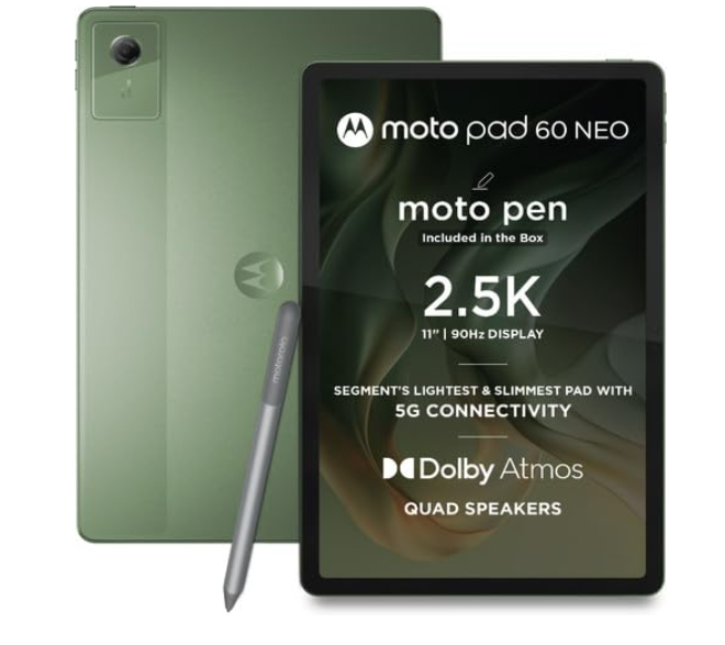 Motorola Pad 60 Neo 11 Inches Display |Wi-Fi | (Pantone Bronze Green, 8GB RAM, 128GB Storage)