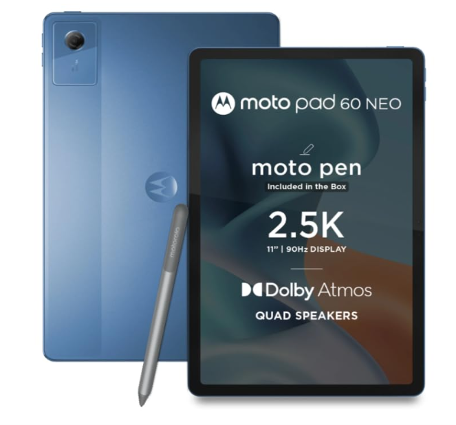 Motorola Pad 60 Neo 6 GB RAM 128 GB ROM 11 inch with Wi-Fi Only Mediatek Dimensity 6300 Tablet (MABILBU Blue)