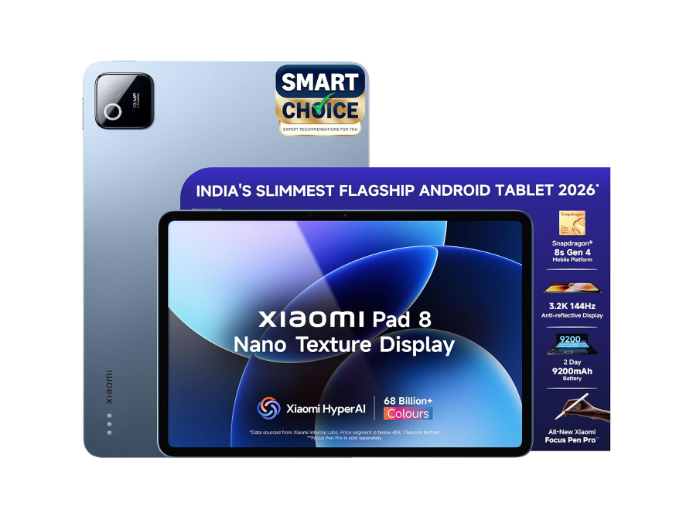 XIAOMI Pad 8 Nano Texture, 11.2 -inch (28.44 CM), LCD 3.2K, 12GB RAM, 256GB ROM, Wi-Fi, Quad Speakers Dolby Atmos, Supports Focus Pen Pro, Titanium Blue, AI Enabled