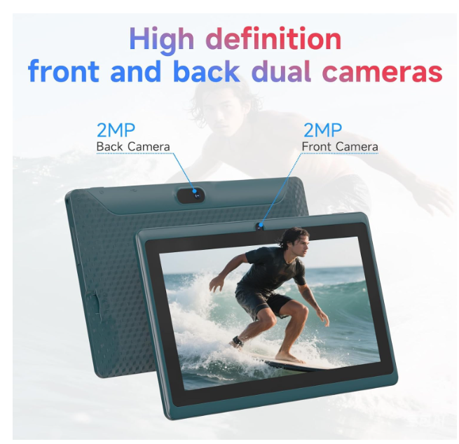 CUPEISI Q2S Android 14 Tablet with Case, 7" Tablet, 8GB RAM + 32GB ROM/1TB Expandable, 1.6GHz Quad-Core Processor, 1024x600 IPS HD Touchscreen, 5 Camera - Image 2