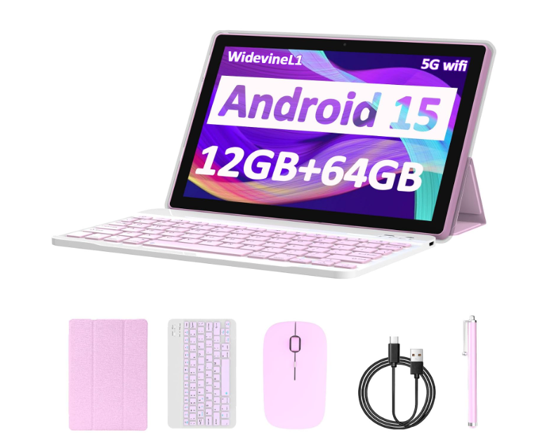 CUPEISI CP20 10.1 inch Android 14 Tablet, 8GB RAM+64GB ROM, 2-in-1 with Keyboard Case and Mouse Stylus, 1.8GHz Quad-core Processor, Touch Screen