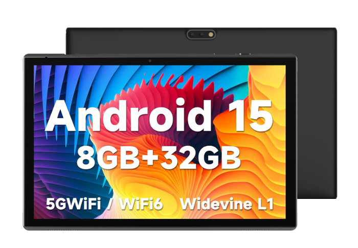ZZB 10" Tablet Android 15 Tablet PC, 10.1" Android Tablets DDR4 8GB RAM 32GB ROM 2MP+8MP Dual Camera 5G WiFi-6 BT Support 1TB Expand 10" IPS 6000mAh Battery Powerful Performance Tablets (Black)