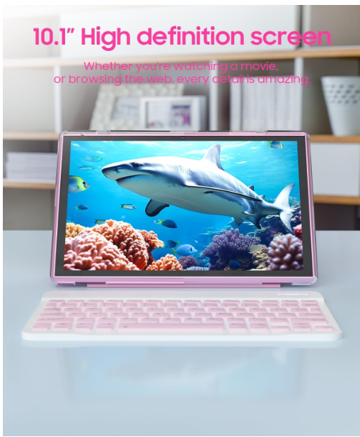 Android Tablet 2 in 1 with Keyboard Case Mouse Stylus, 10 inch Tablet Android 15 Tablets PC, 8GB RAM+32GB ROM Support 1TB Expandable, 6000mAh Battery 10.1" Tableta 2MP+8MP Dual Camera WiFi-6 Tablets - Image 2