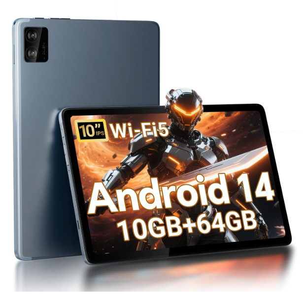 DigiLand 2025 Android Tablets, 10.1 inch Android 14 Tablet, Octa Core Processor, 10GB + 64GB(256GB Expand), 800 * 1280 IPS, 6000mAh Battery, 5MP+8MP, WiFi 5 & Bluetooth for Christmas, Xmas