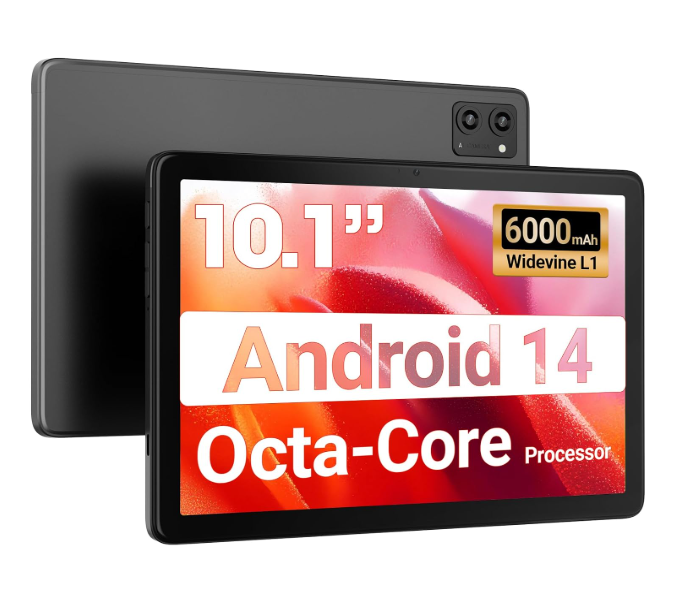 DigiLand Tablet 10.1 Inch, Android 14 Tablet with 10GB RAM 64GB ROM, 256GB Expandable, Octa-Core Processor, 1280x800 IPS Touchscreen, WiFi 5, BT 5.0, Dual Cameras, 6000mAh-Grey