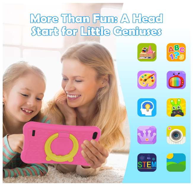 DigiLand 7 Inch Kids Tablet 3-8 Years, Android 13 Tablet for Kids, 4G+32GB to 128GB, Dual Camera Toddler, Best Electronic Tablet Gift for Kids, Shockproof - Image 2