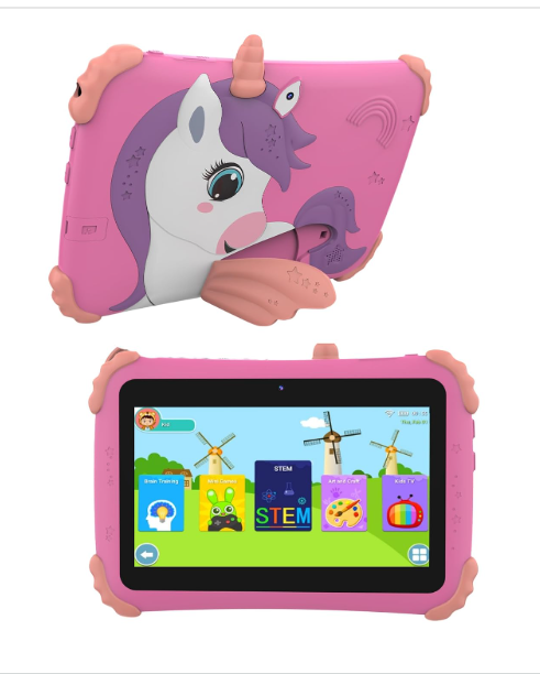 CASON 7 inch Kid Tablet for Study 5-12 Years Age,4GB+32GB Android Tab for Kids,Mini Tablet with Shockproof Case,FHD Eye Comfort Display,Parental Control, Games & Education for Boys, Girls (Pink)