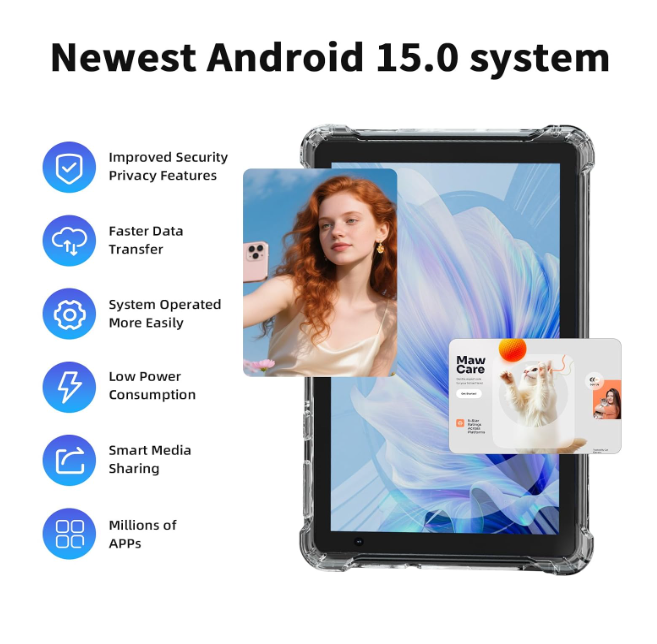 PEICHENG Tablet with Protective Case, 7 inch IPS 1024 * 600 Android 15.0 Tab PC RAM 8GB (3+5Expand)+ROM 32GB Bluetooth 5.0 WiFi6 2.4G+5G 2MP+5MP Dual Cameras (Black) - Image 3