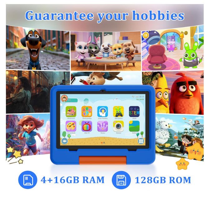 PEICHENG Tablet for Kids with EVA Case, Android 15.0 Toddler Tab PC 10.1 Inch RAM 20GB (4+16 Extension) + ROM 128GB IPS 800 * 1280 5.0 Bluetooth (Blue) - Image 2