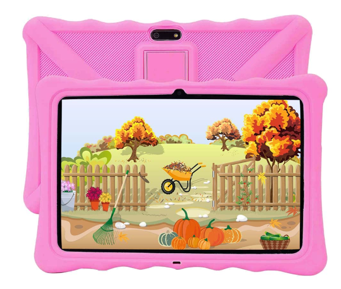 Veidoo Children's Tablet 10.1 Inch Android Tablet, 2GB RAM 32GB ROM, WiFi, HD Screen, iWawa Parental Control, Google Play, Shockproof Bag, Learning Tablet (Pink)